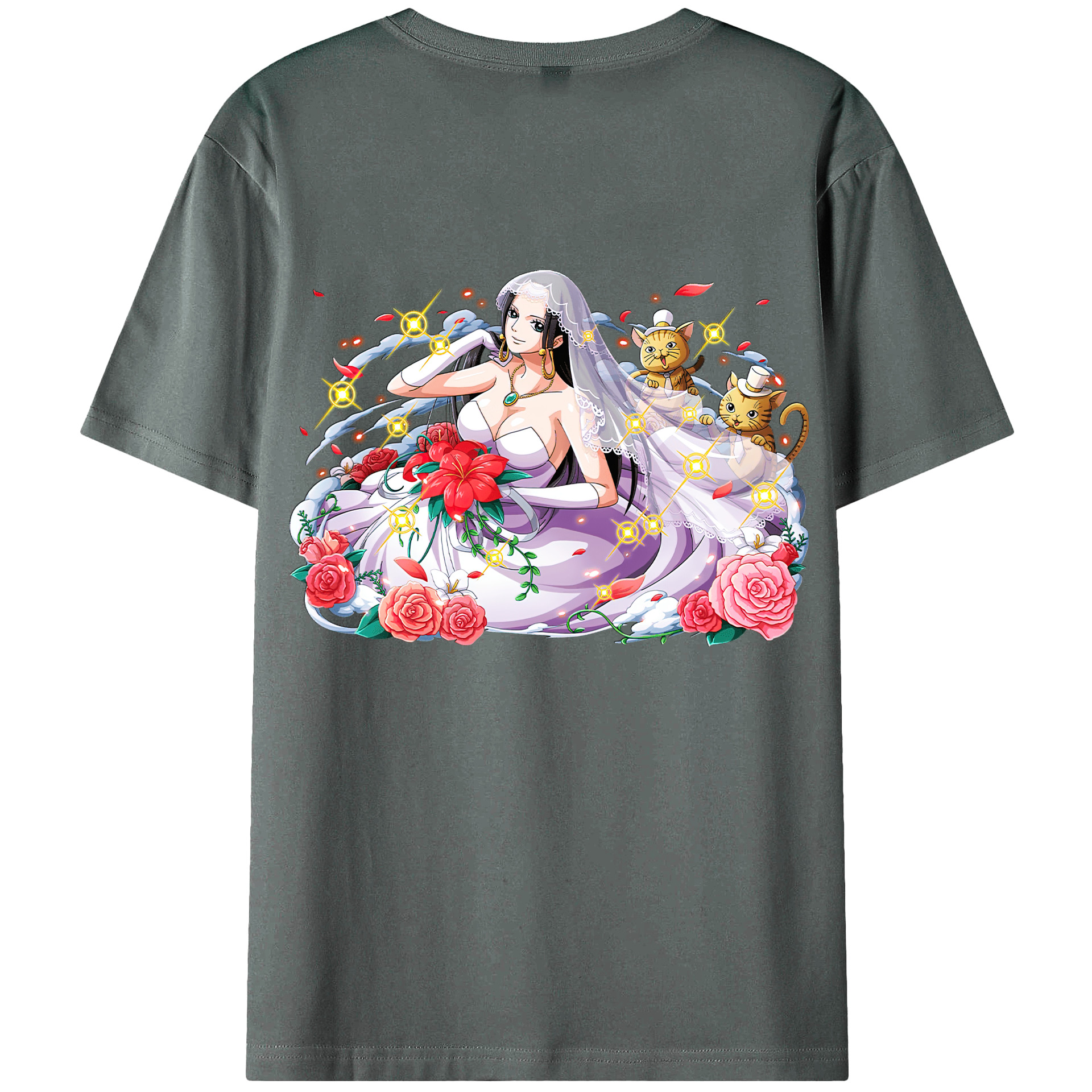 ワンピース ボア・ハンコック ONE PIECE Boa·Hancock 綿100％ メンズ半袖Tシャツ（バックプリント） 通気性
